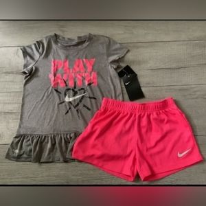 Nike girls short sleeve  top & shorts set size 6(NWT)PRICE IS FIRM
